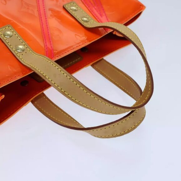 LOUIS VUITTON Monogram Vernis Fluo Reade PM Hand Bag Red LV Auth - Picture 6 of 16